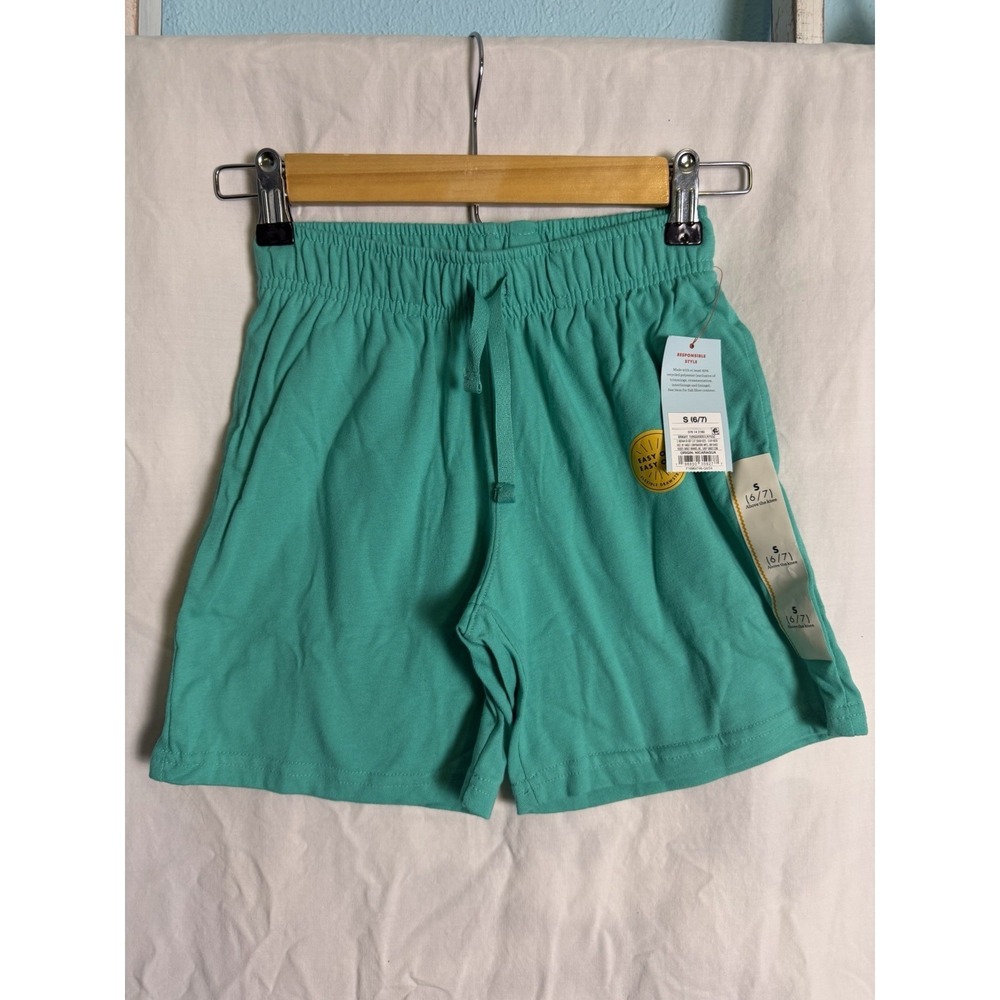 Cat Jack Boys Teal Green Pull On Elastic Waist Casual Shorts Sz S 6/7 NWT